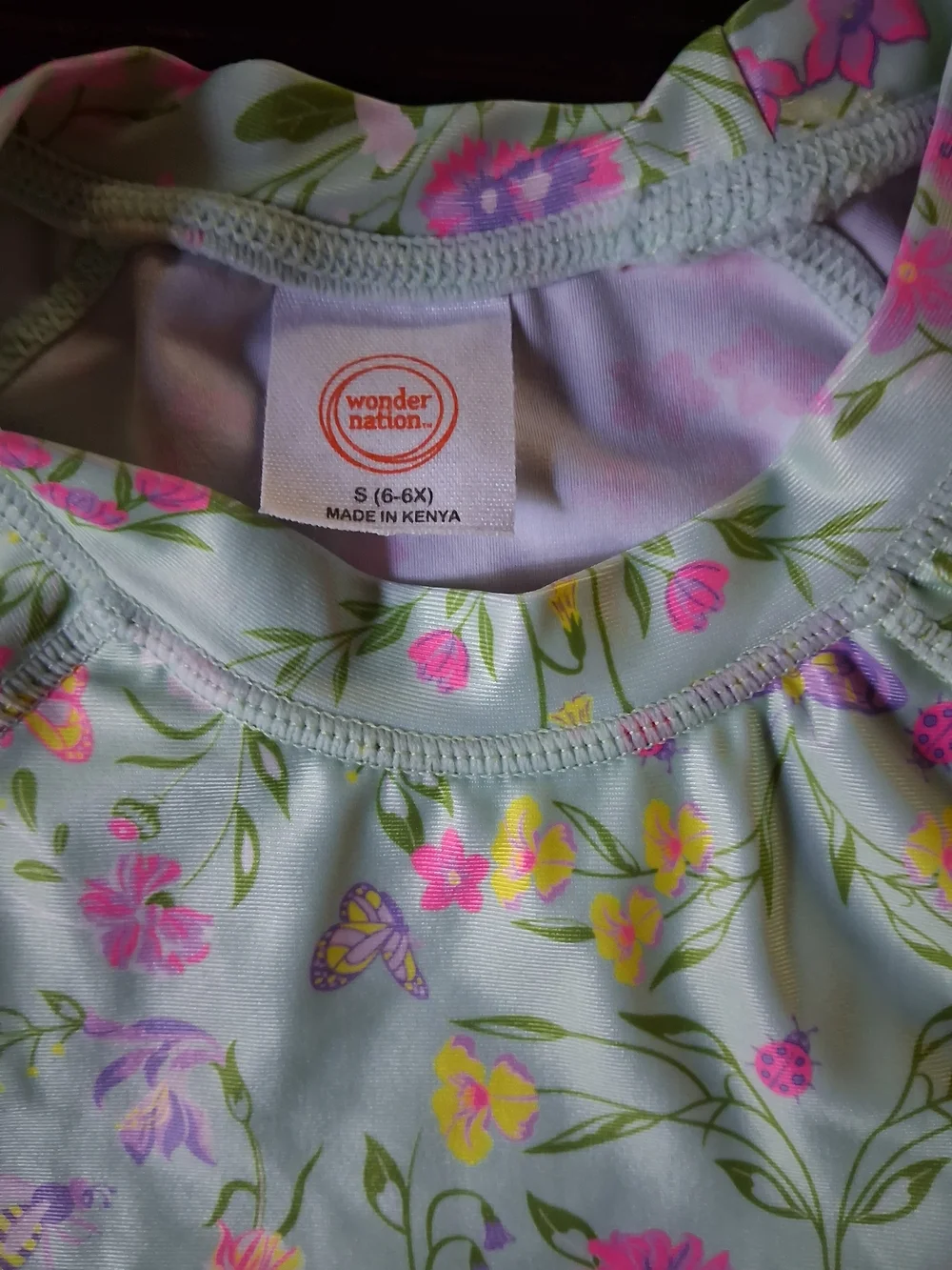 Floral Mint Long-Sleeve Rash Guard Swim Top with Lilac Bikini Bottoms